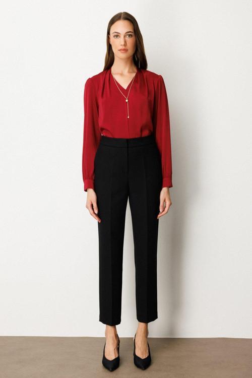 Kadın Boru Paça Yan Cepli Pantolon 5023 Siyah