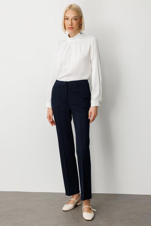 Kadın Düşük Bel Boru Paça Pantolon 5143 Lacivert