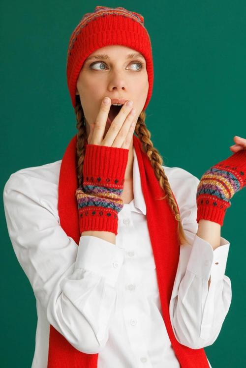 Kadın Jakarlı Yün Bere 25074 Mercan