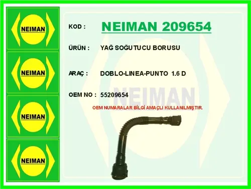 YAĞ SOĞUTUCU BORUSU DOBLO-LINEA-PUNTO 1.6 D 55209654