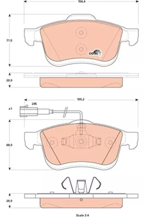 ÖN BALATA FIAT DOBLO 3 2010 OPEL COMBO 2012 1.3D MTJ 1.4 1.6D MTJ 2.0D MTJ ÇİFT FİŞLİ 77364929 77365311 77365396 WVA24727