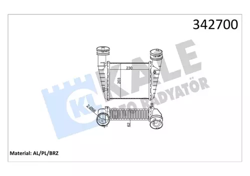 TURBO RADYATÖRÜ INTERCOOLER PASSAT-SUPERB AL/PL/BRZ 230X203X62 8D0145805C 3B0145805D 8D0145806