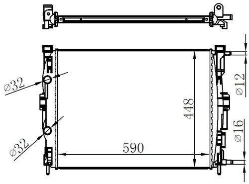 MOTOR SU RADYATÖRÜ RENAULT MEGANE 2 2002 SCENIC 2003 1.5-1.9DCİ/1.4-1.6-2.0 165 AC KLİMASIZ MEK 585X428X32 8200357536 8200115542