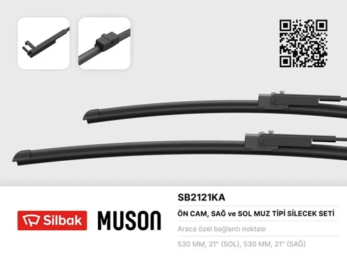 SİLECEK SÜPÜRGESİ 530/530MM MUZ TİPİ SKODA SUPER 2002-2005 VW PASSAT 2002-2005