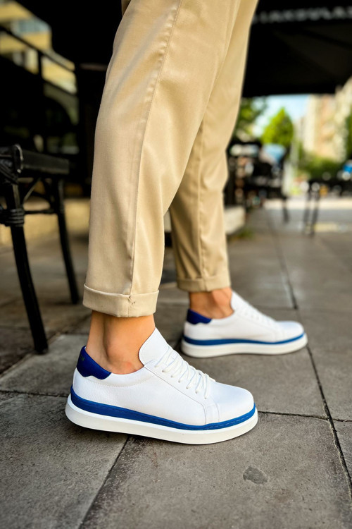 CH979 - Santoni GBT Spor Erkek Ayakkabı BEYAZ/MAVI