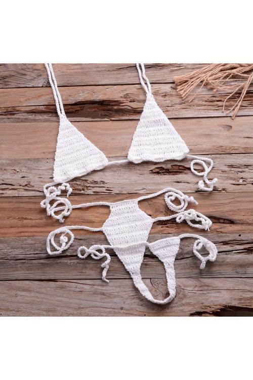 Kopya - Major Tığ Örme String Tanga Bikini Çamaşır Takım