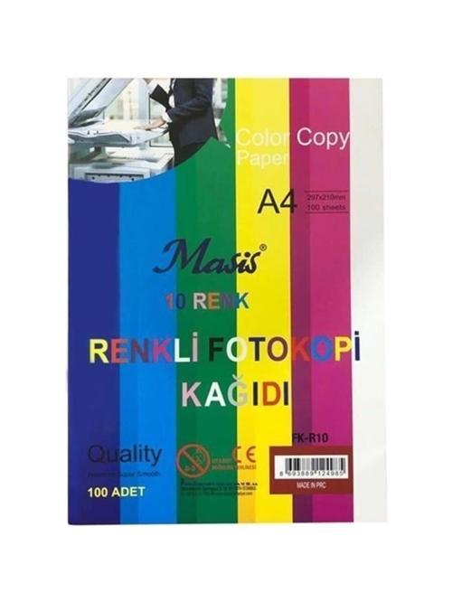 is Renkli Fotokopi Kağıdı A4 100'lü Paket 10 Renk Karışık