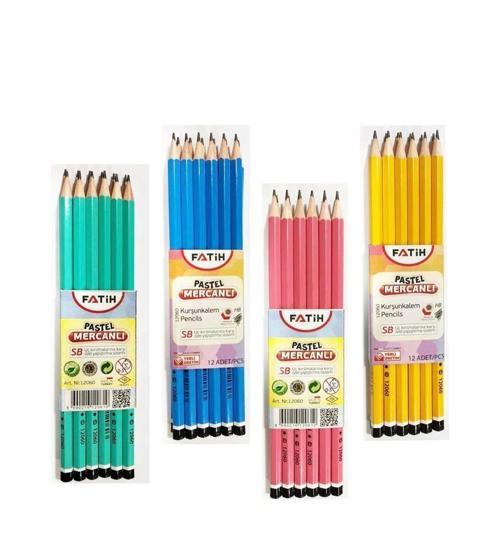 Mercanlı Kurşun Kalem Pastel Renkler 12 Adet