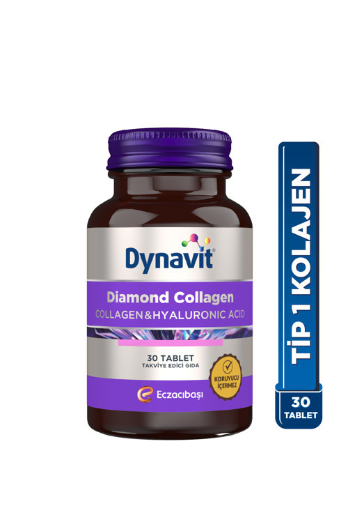 Diamond Collagen&Hyaluronic Acid 30 Tablet - Hidrolize Peptit Tip 1 Balık Kolajeni - Saç&Cilt&Tırnak