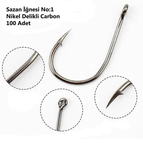 Sazan İğnesi No:1 Nikel Delikli Carbon 100 Adet 192553-1