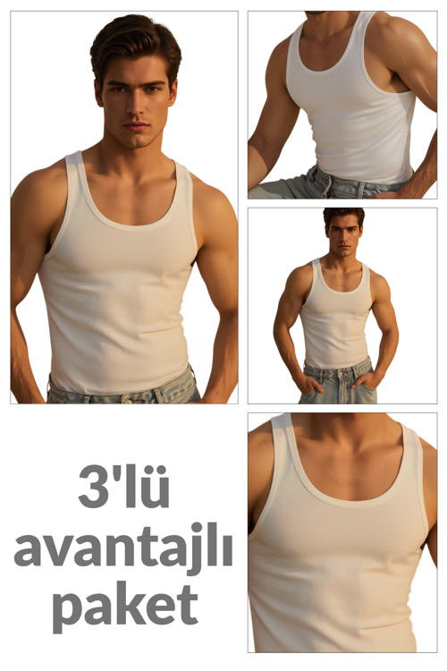 3 lü Erkek %100 Pamuklu Süprem Atlet 114