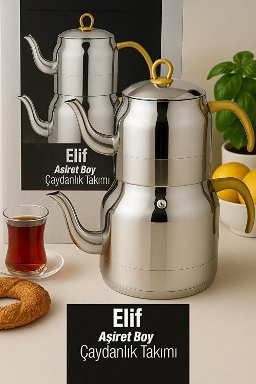 Aşiret Mega Boy Çelik Çaydanlık Takımı – Alt 4 Litre, Üst 2 Litre