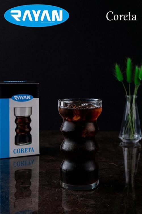 Rayan Coreta Serisi Şekilli Tekli Bardak | Şık Sunumluk Cam Bardak – Modern Tasarım
