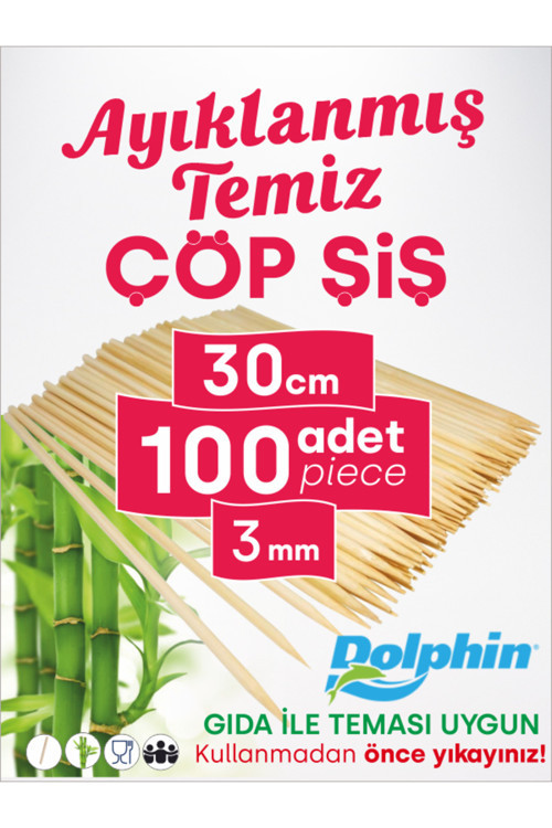 Çöp Şiş 30 Cm, 100 Adet, 3 Mm - Adana, Urfa, Et, Tavuk, Sebze Kebap Yemekler Için Ahşap, Odun, Bambu