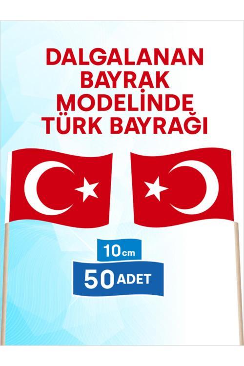 10 Cm, 50 Adet - Türk Bayrağı