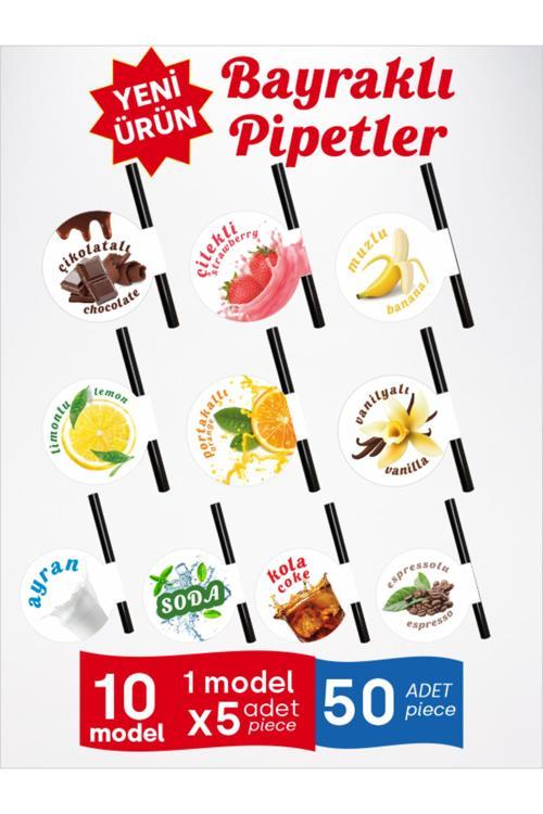 🥤 Çikolata, Çilek, Muz, Vanilya, Limon, Espresso, Portakal, Ayran, Kola, Soda Temalı Pipetler