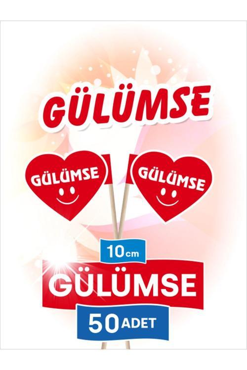 10Cm 50 Adet Kalp Şeklinde Gülümse Yazılı lar