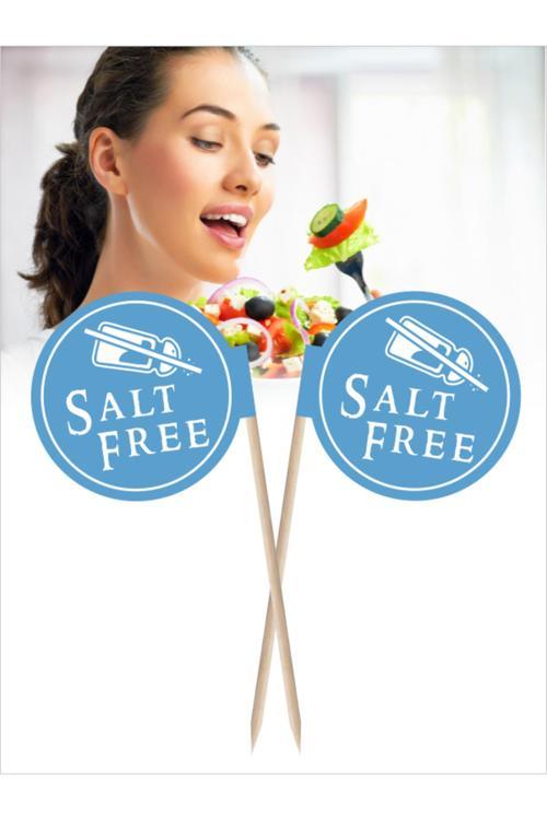 Salt Free, Tuzsuz Yazılı . Sağlıklı Yemek, Gıda Uyarı Bayrakları 10Cm, 30 Adet