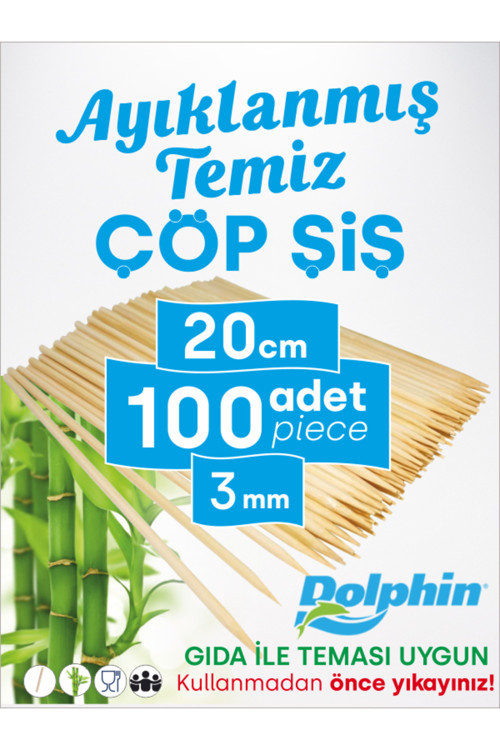 Çöp Şiş 20 Cm, 100 Adet, 3 Mm - Adana, Urfa, Et, Tavuk, Sebze Kebap Yemekler Için Ahşap, Odun, Bambu