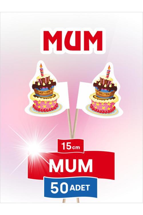15 Cm 50 Adet - Mum Pasta Kürdanı, Doğum Günü Pasta Süs Konsept Ürün