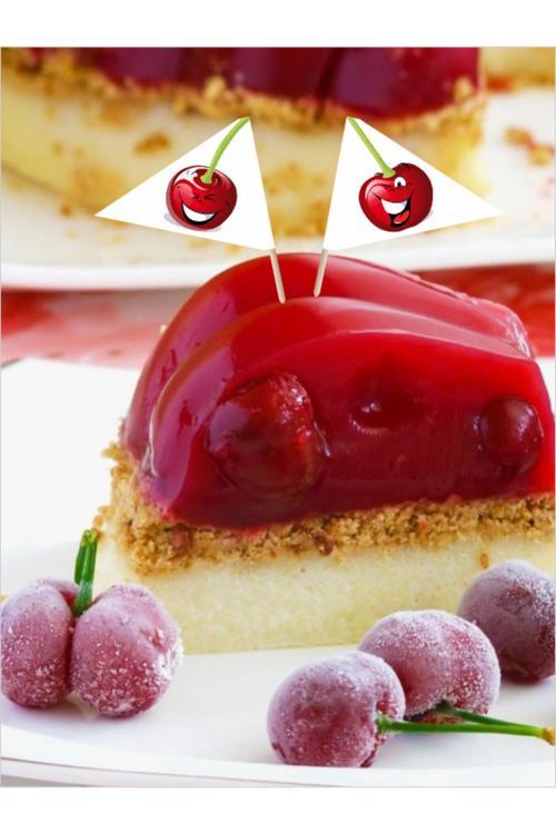 Vişneli Pasta Sunumları İçin Vişne Baskılı 10Cm 30 Adet