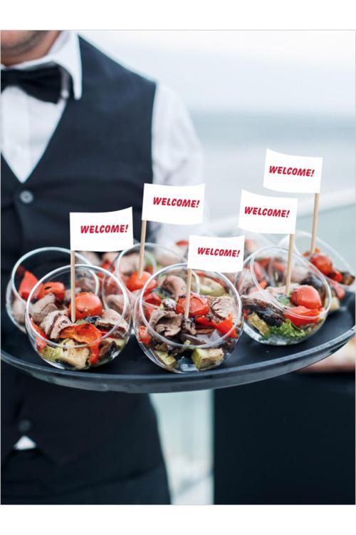 Welcome Yazılı . Açılış, Davet, Organizasyon Yemek Sunumları İçin 10Cm 30 Adet