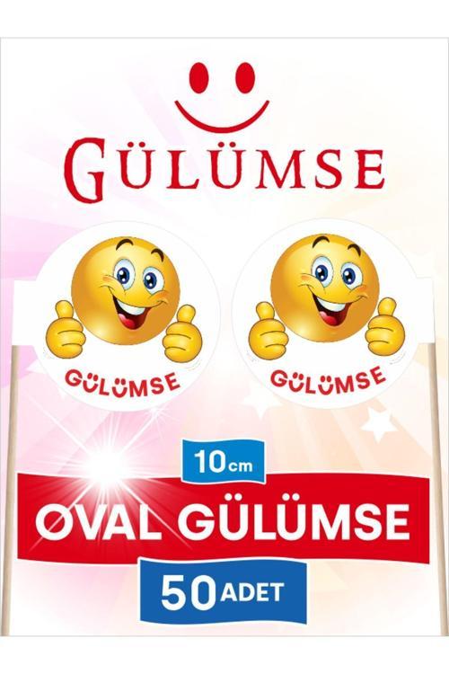 10 Cm, 50 Adet - Gülümse Yazılı Ve Emoji Ürün Oval Model