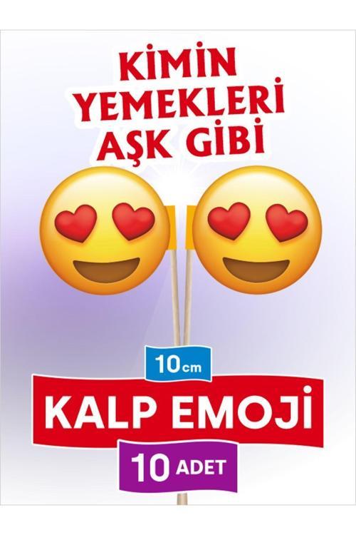 10 Cm, 10 Adet - Aşk Gibi Yemeklere Özel Kalp Emojili Oval Model