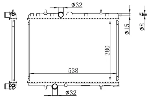 RADYATÖR BRAZİNG KALIN TİP PEUGEOT 206 1998 380105381022 MEK. 1330 38 1330 H5 1330 F8 1330 B3