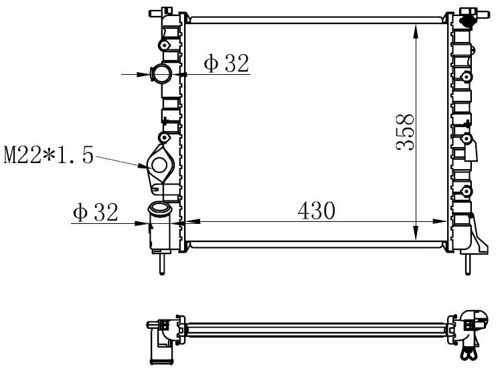 RADYATÖR CLIO 2-LOGAN 2004KNG 2001MGN 19961.4-1.61.5D-1.9 KLİMASIZ MEK 430X377X23 7700838134 7700836301 7700436693