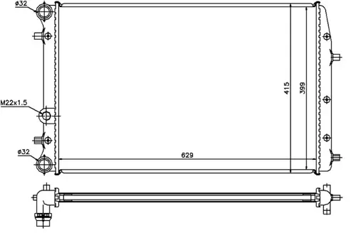 RADYATÖR POLO-IBIZA 4-FABIA-CORDOBA-1.2-1.4-1.6-1.4TDI-1.9TDI AC KLİMASIZ MEK OTOM 630X415X23 6Q0121253L 6Q0121253Q 6Q0121253R
