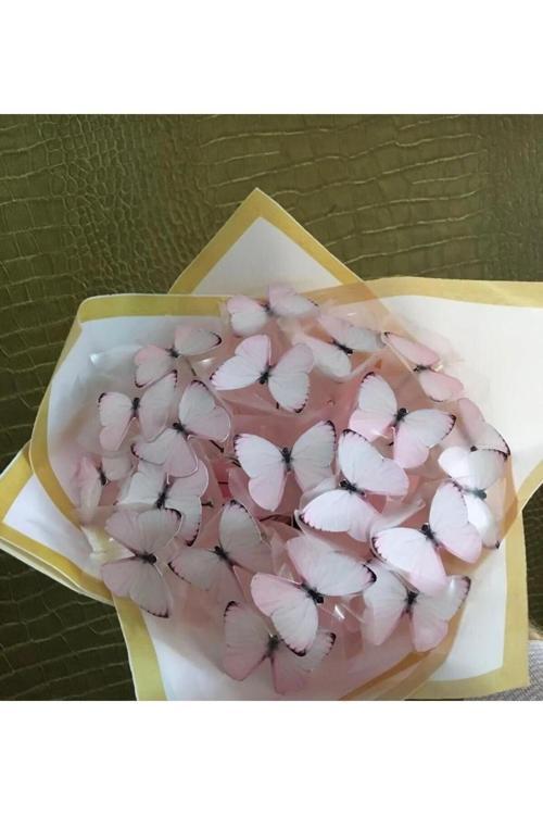 Led Işıklı 20 Li Pembe Kelebek Çiçek Buketi