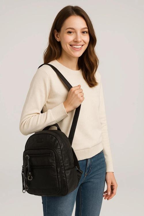 Owert Siyah Cilt Sırt Çantası