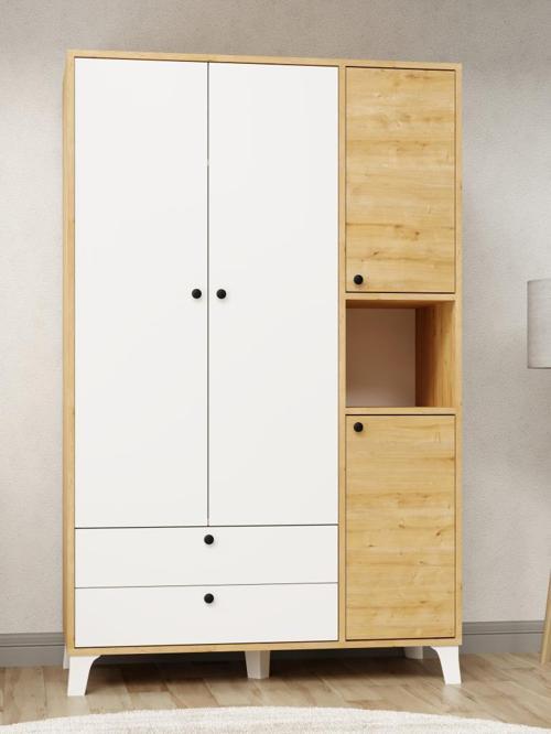 4 Kapaklı 6 Raflı Ekstra Derin Gardrop-52 cm Derinlik