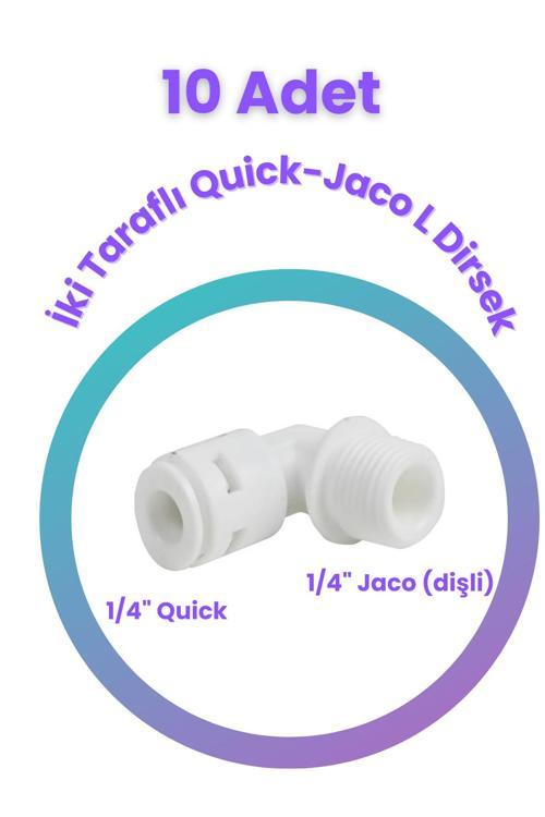 10 Adet Su Arıtma Filte Bağlantı Dirseği 1/4" (Jaco-Yivli-Vidalı Bağlantı)