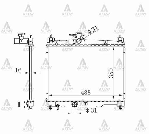 RADYATÖR SU YARIS 1999-2006 1.0 BENZİNLİ M-T BRAZING 16400 23100