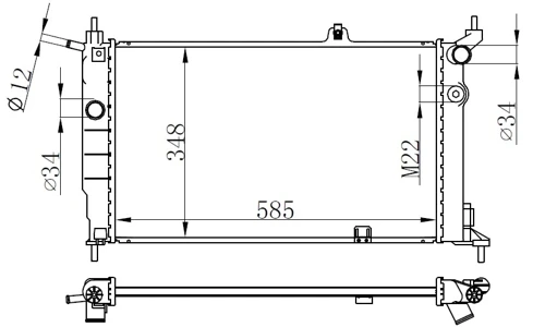 RADYATÖR ASTRA F 1.4-1.6-1.8-2.0 AC MEK 590X377X34 1300116 1300147 1300116 1300147