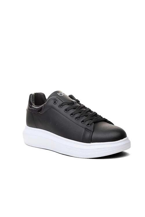 Shoes Best Of B 150 Erkek Spor Ayakkabı Suni Cilt Deri Siyah Beyaz Sneaker