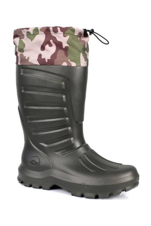 Termal Eva Konçlu Çoraplı Kauçuk Çizme Haki Renk