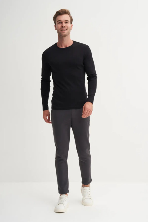 Ribana Dokulu %100 Pamuk Slim Fit Sweatshirt-56030