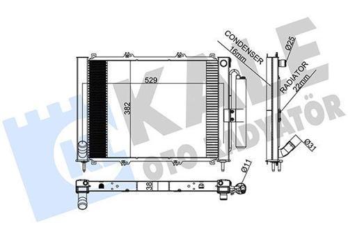 RADYATÖR KONDENSER KANGOO 1.9 DCİ 2003 MEK AC AL/AL 595X377X40 8200732379 8200267994