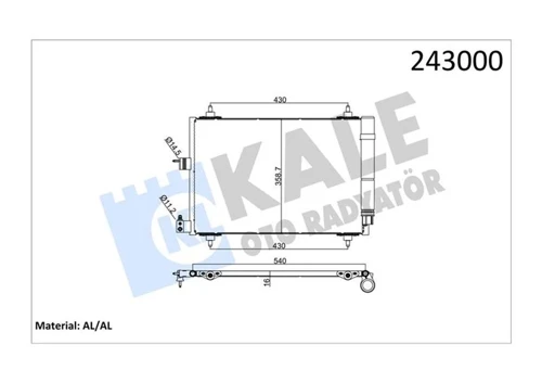 KLİMA KONDENSERİ PARTNER 2002 BERLINGO 2002XSARA 2000-2005 1.9D-2.0HDI 364X16 6455 AT 6455 Y9 6455 CV