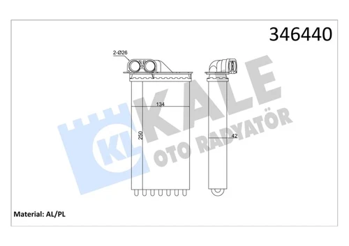 KALORİFER RADYATÖRÜ C2 2003C3 2002-20021007 2010-2005 1.4-1.6-1.6 165-1.4HDI 250X140 6448 K9