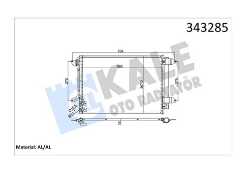 KLİMA KONDENSERİ JETTA 2010 582X378X16 AL/BRZ 5C0820411E 5C0820411F