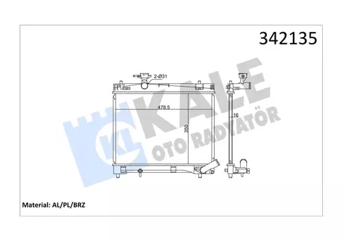 RADYATÖR TOYOTA VERSO S-YARİS AL-PL-BRZ 164000Y060 1640047090 1640047100