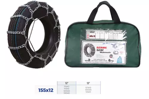 KAR ZİNCİRİ BİNEK VE HAFİF TİC.ARAÇ SERME 12-13 JANT 155X12 ZİNCİR EBATLARI İÇİN RESİME BAKINIZ