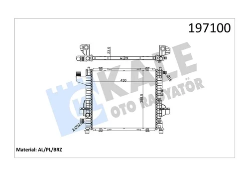 RADYATÖR TWNG 1996 1.2 ENJ 165 AC MEK OTOM 430X395X24 1 SIRA ALB SİSTEM 7701045211 7701499801