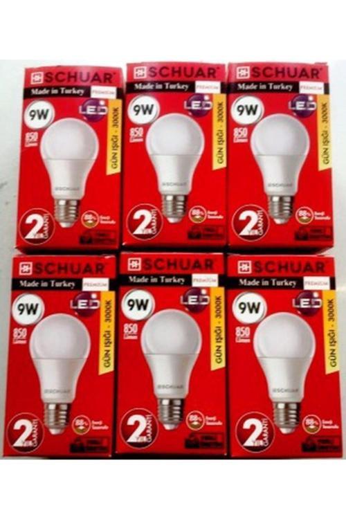 Schuar Led Ampul 9 W beyaz 3000 K 6 Adet