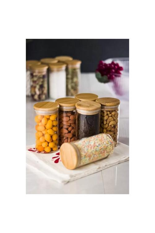 Porgold 1400 Ml Bambu Kapakli Cam Kavanoz Baharatlık