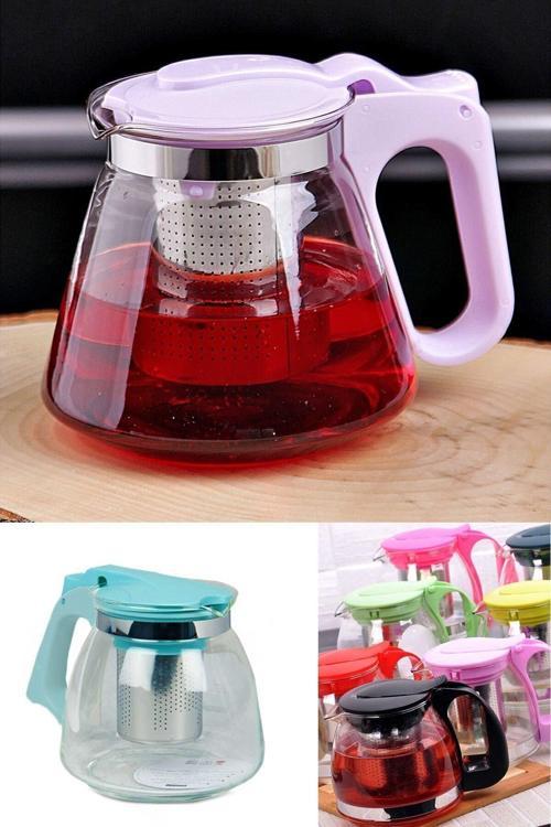 Tt Grup Süzgeçli Cam Demlik Tea Pot1100 Ml -Çay Kahve Ve Bitki Çayı Çaydanlığı